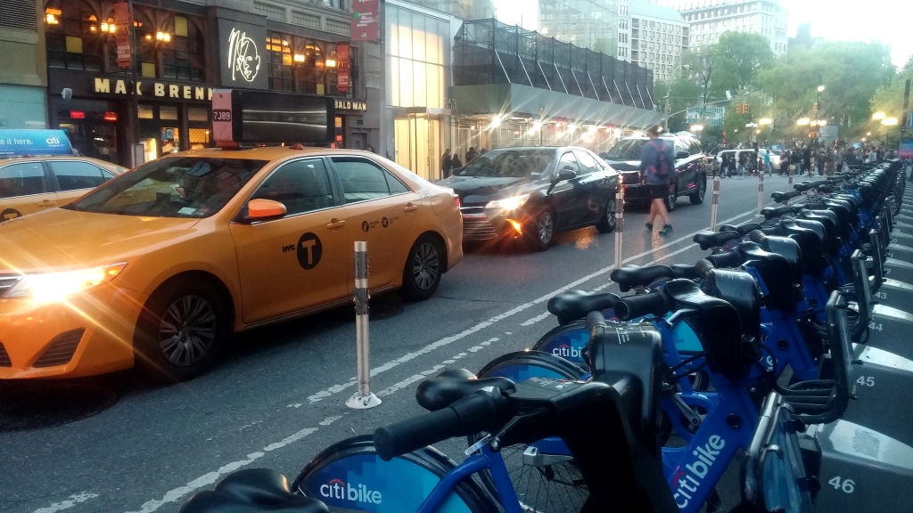 citibike next to citibank, directly across from bald man chocolate on Broadway, NYC